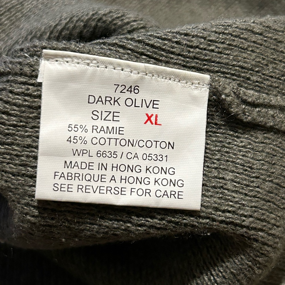 Woolridge Vtg 90’s Ramie Blend Dark Olive Green‎ and Tan Cardigan w/Tree Pattern - Picture 7 of 9